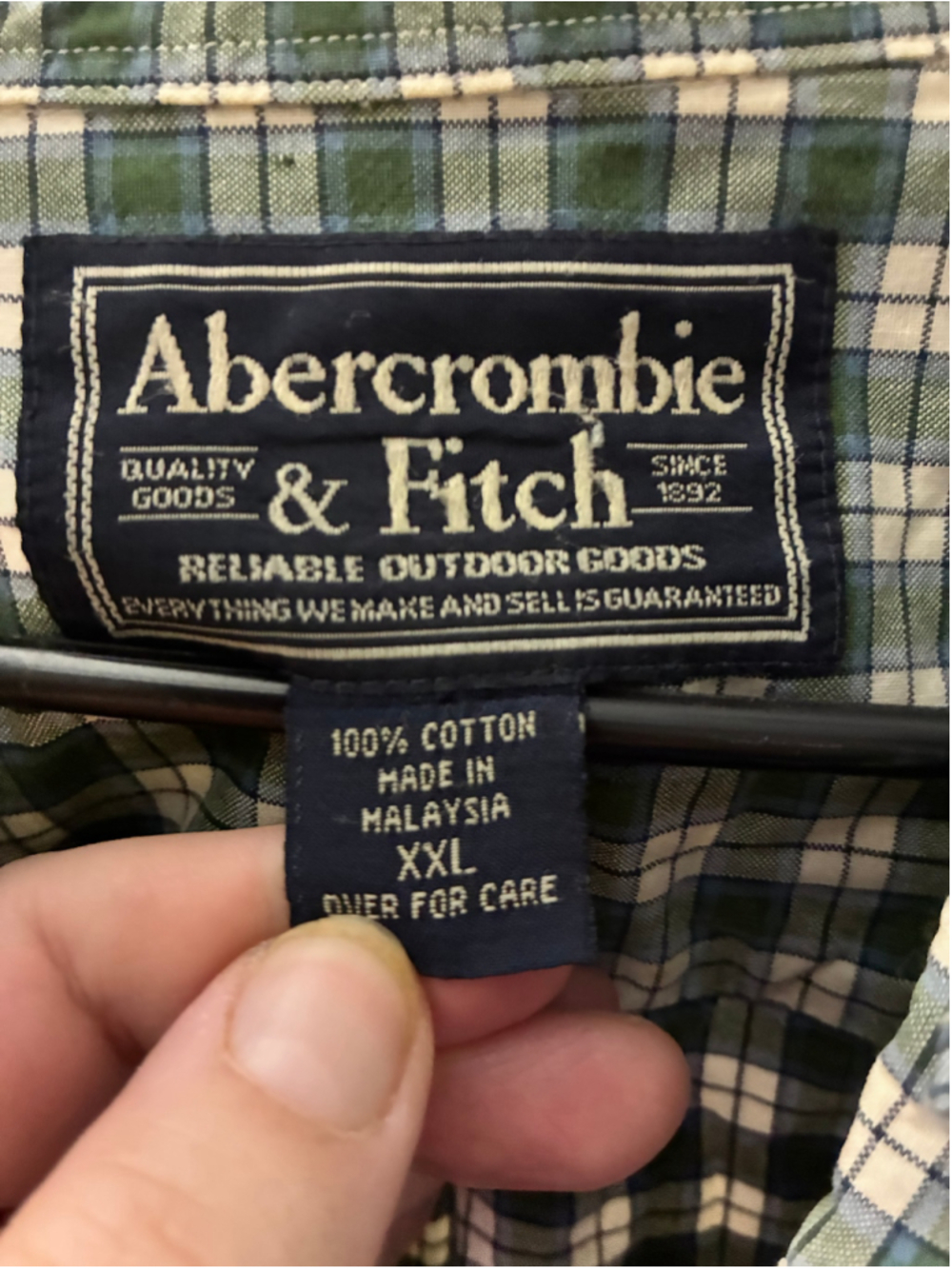 Men's Abercrombie & Fitch Plaid Button Down Shirt XXL Green White - Picture 2 of 2